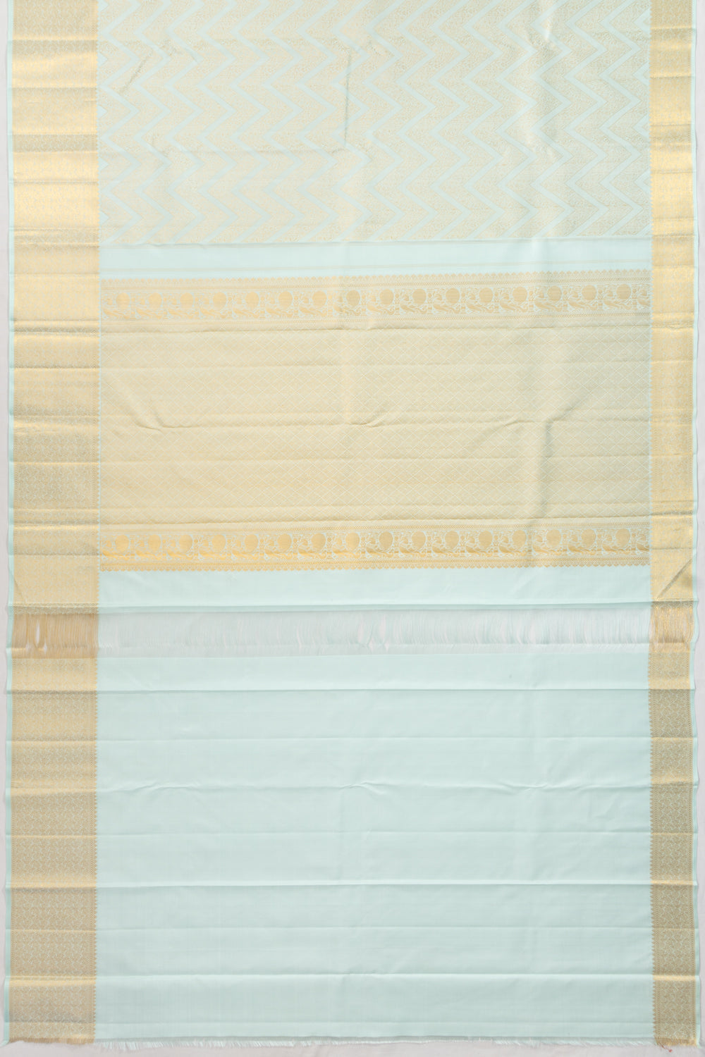 Kanchipuram Silk Zig Zag Lines Pastel Blue Saree With Gift Box And Rakhi