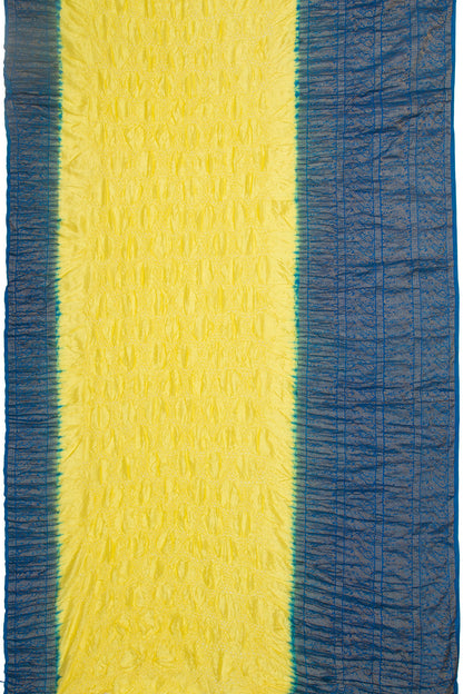 Kanchipuram Silk Bandhani Lime Yellow Saree