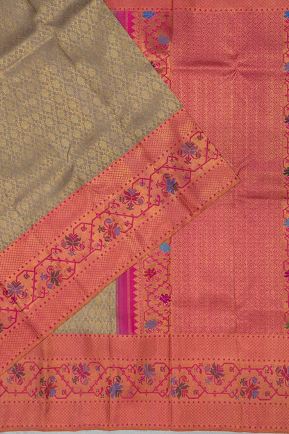 Kanchipuram Silk Brocade Grey Saree