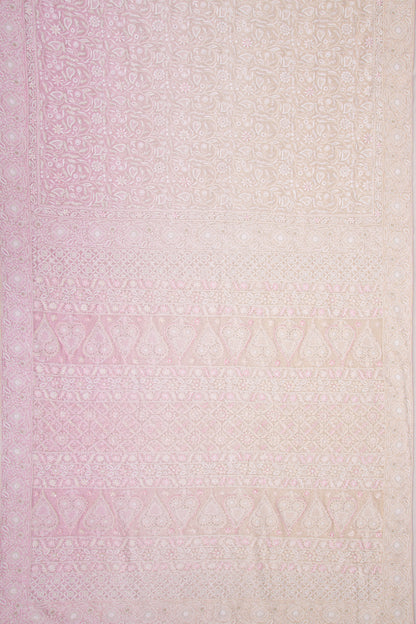 Lucknow Chikankari Georgette Shading Pink Saree