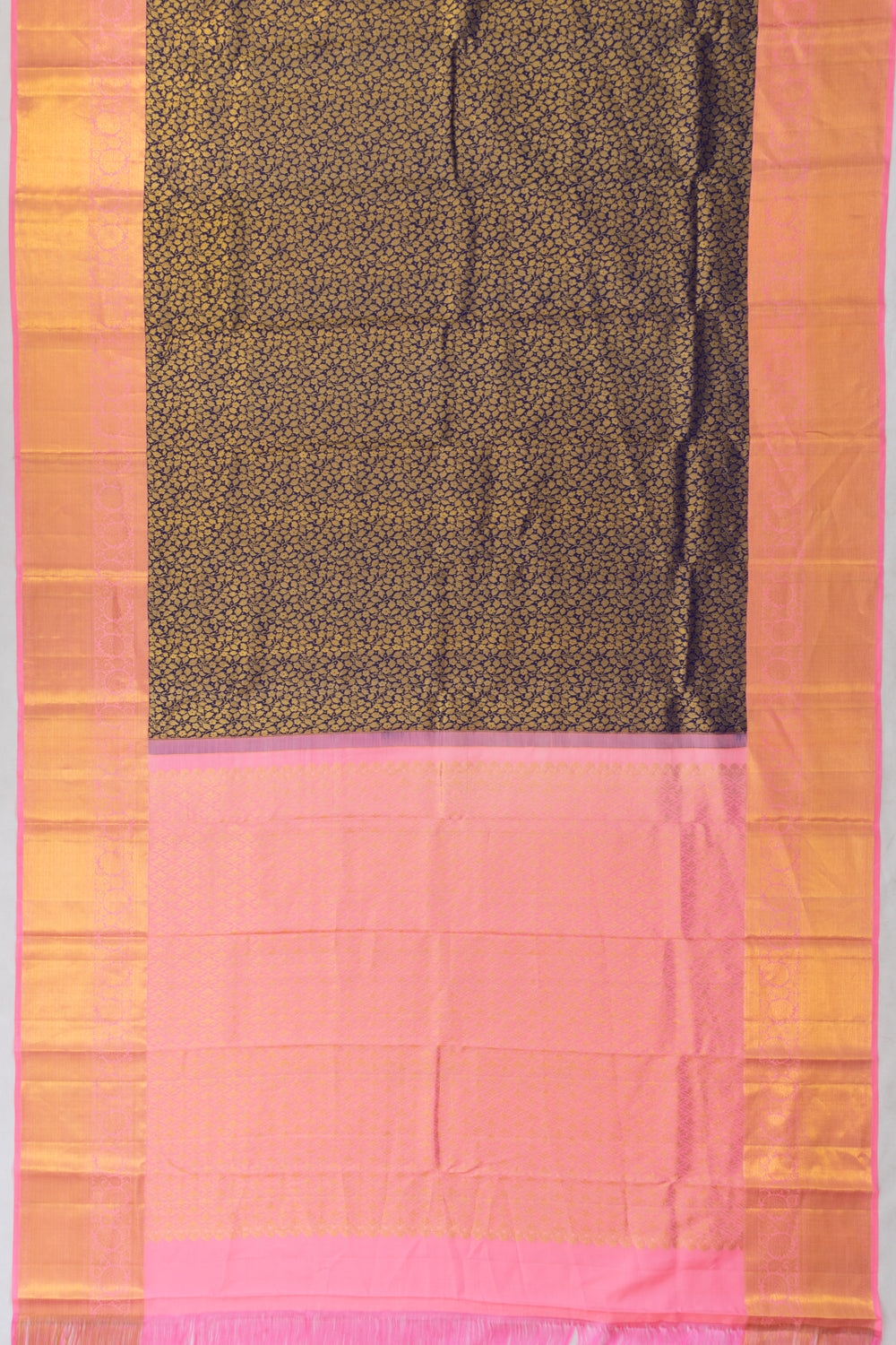 Kanchipuram Silk Brocade Navy Blue Saree