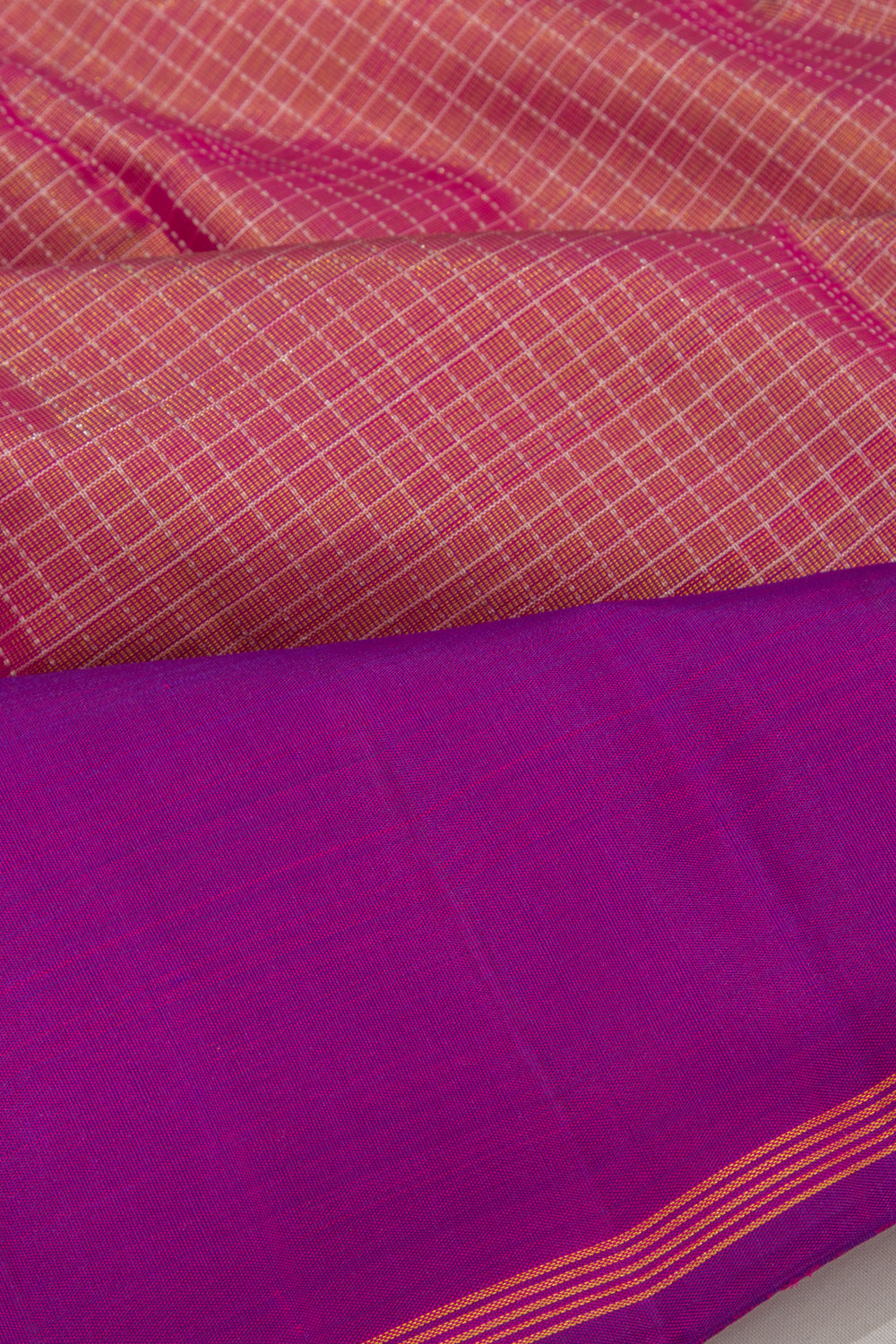 Taranga Kanchi Silk Checks Purple Saree