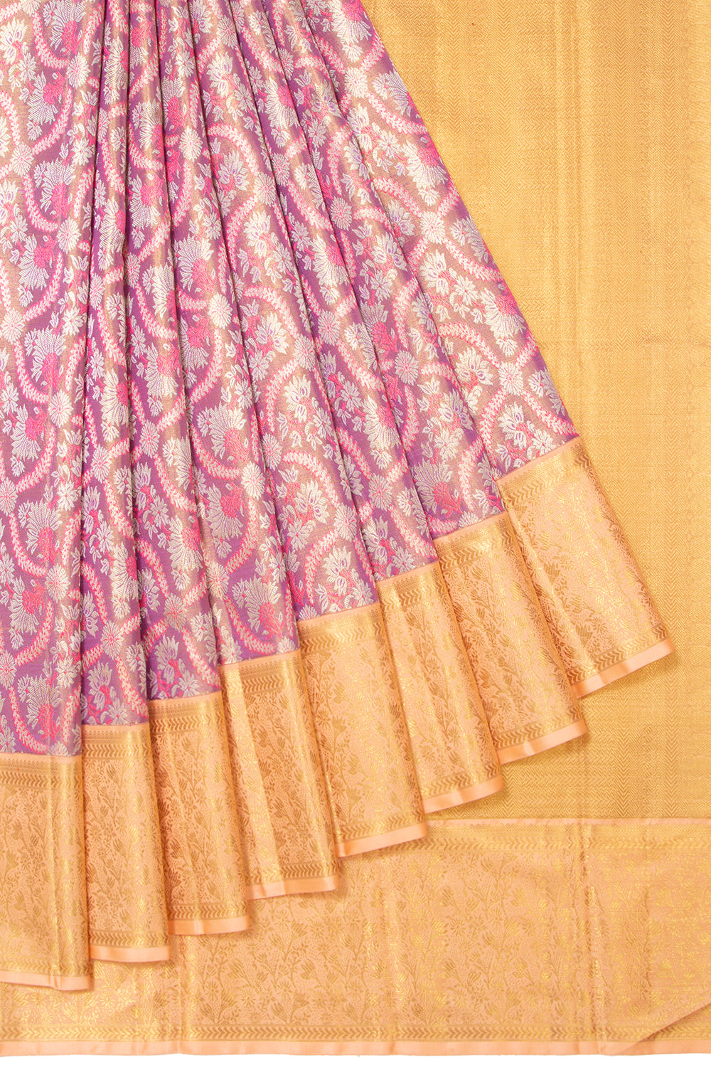 Kanchipuram Silk Tissue Brocade Purple Saree