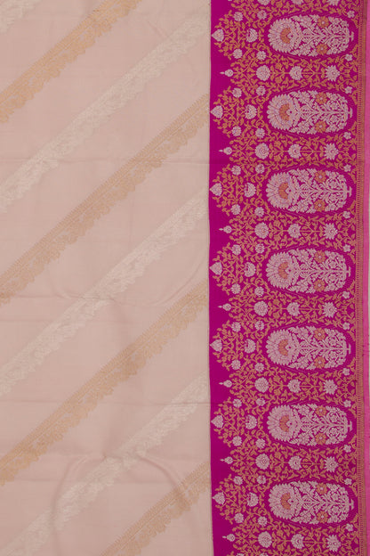 Kanchipuram Silk Leheriya Cream Saree