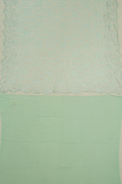 Chantilly Lace Sea Green Saree With Stone Work