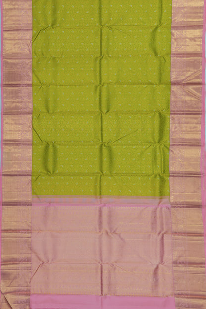 Kanchipuram Silk Brocade Parrot Green Saree