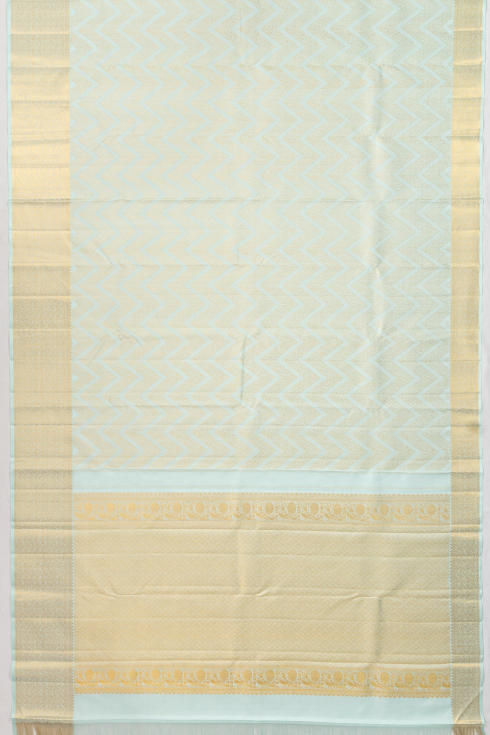 Kanchipuram Silk Zig Zag Lines Pastel Blue Saree With Gift Box And Rakhi