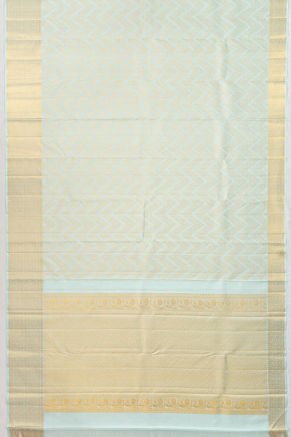 Kanchipuram Silk Zig Zag Lines Pastel Blue Saree With Gift Box And Rakhi