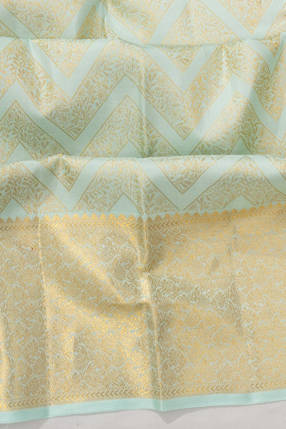 Kanchipuram Silk Zig Zag Lines Pastel Blue Saree With Gift Box And Rakhi