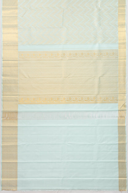 Kanchipuram Silk Zig Zag Lines Pastel Blue Saree With Gift Box And Rakhi