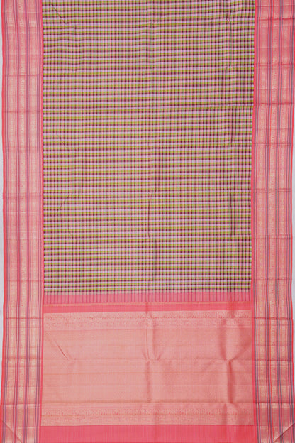 Kanchipuram Silk Checks Multicolour Saree