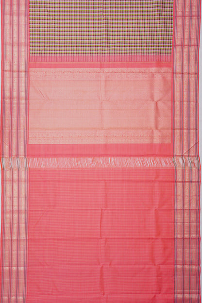 Kanchipuram Silk Checks Multicolour Saree