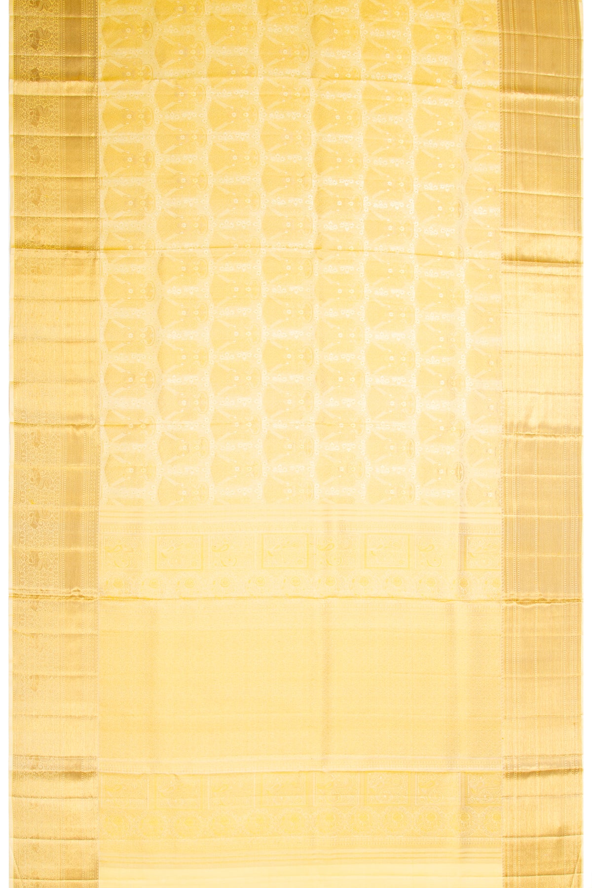 Kanchipuram Silk Brocade Pastel Yellow Saree