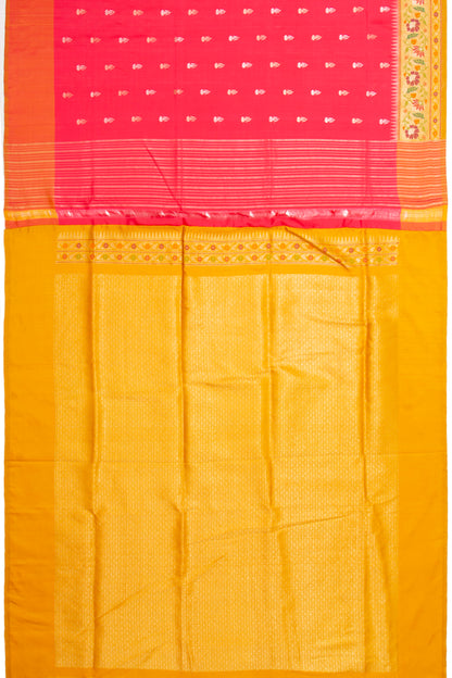 Banarasi Silk Butta Pink Saree With Jamdani Border