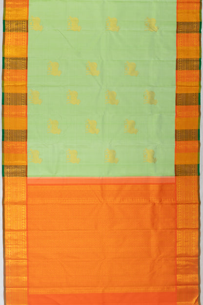 Kanchipuram Silk Pichwai Butta Pastel Green Saree