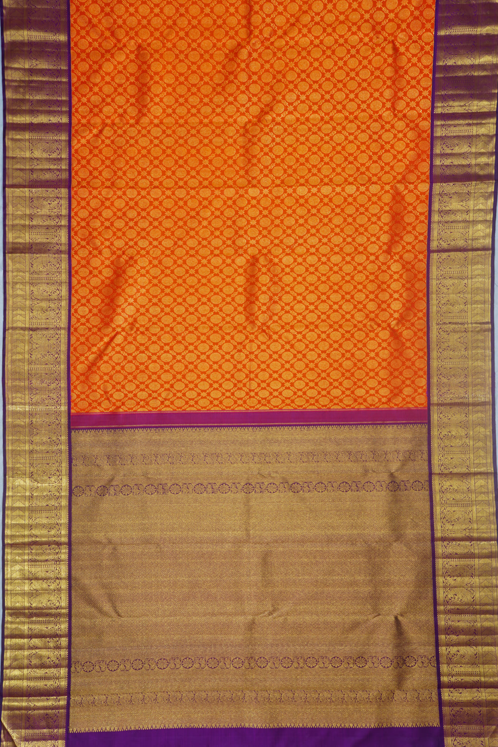 Kanchipuram Silk Brocade Orange Saree