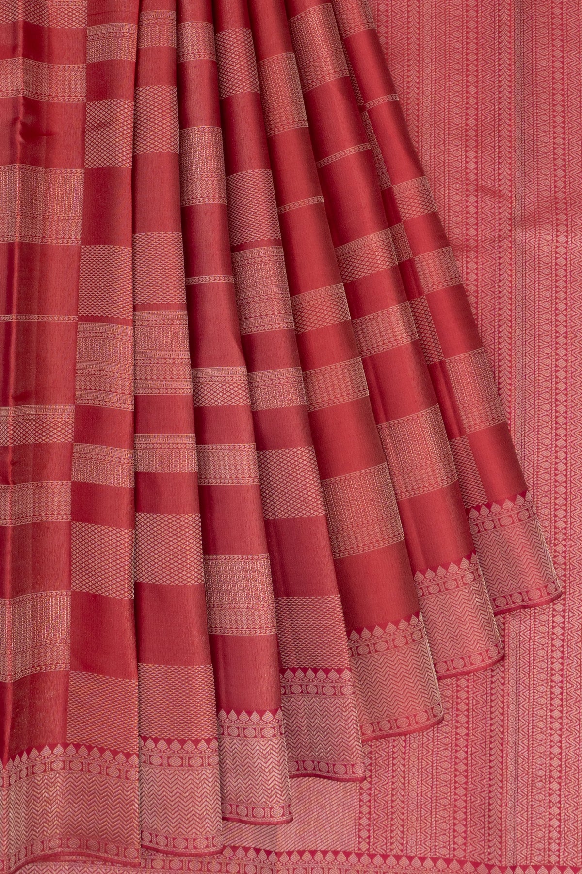 Antique Zari Kanchipuram Silk Brocade Maroon Saree
