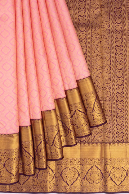 Kanchipuram Silk Brocade Baby Pink Saree