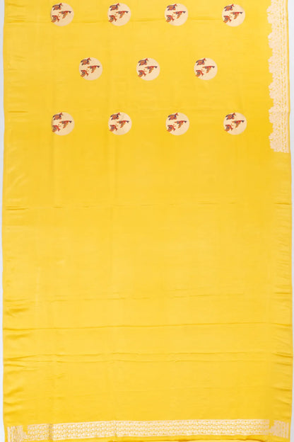 Banarasi Katan Silk Meenakari Butta Yellow Saree