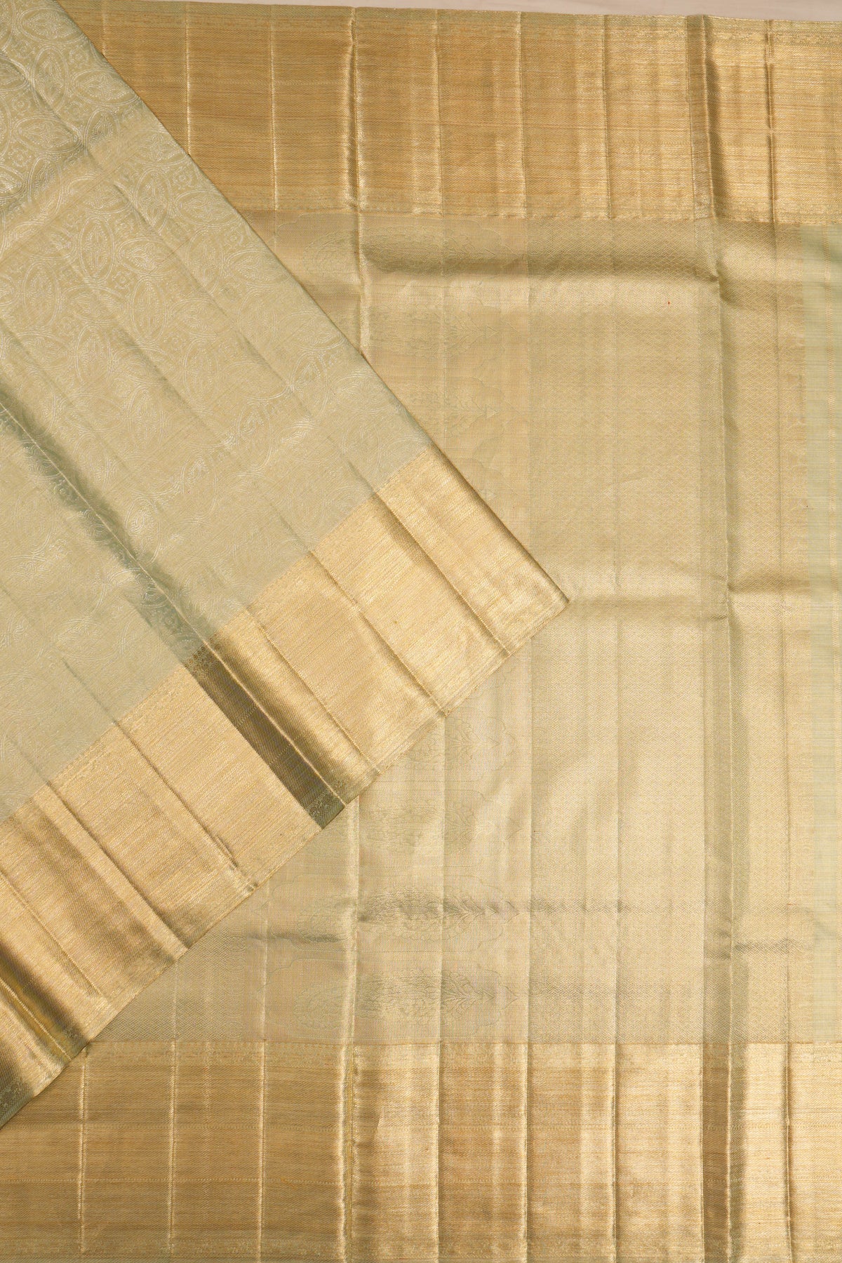 Kanchipuram Silk Tissue Brocade Pastel Green Saree
