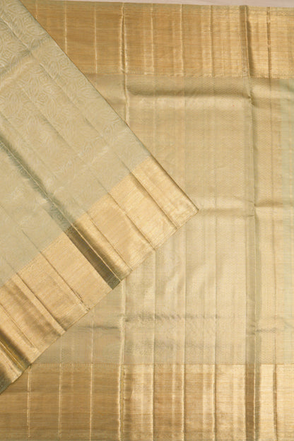 Kanchipuram Silk Tissue Brocade Pastel Green Saree