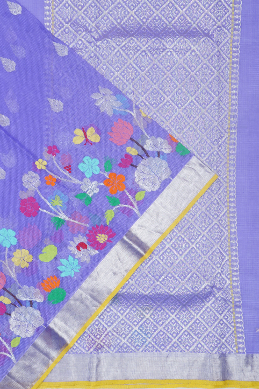 Zari Kota Cotton Butta Lavender Saree