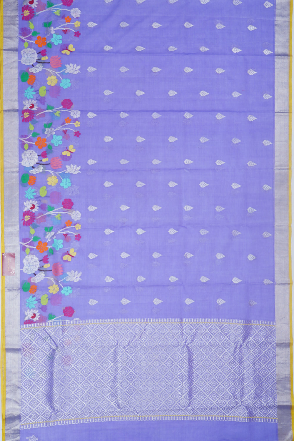 Zari Kota Cotton Butta Lavender Saree