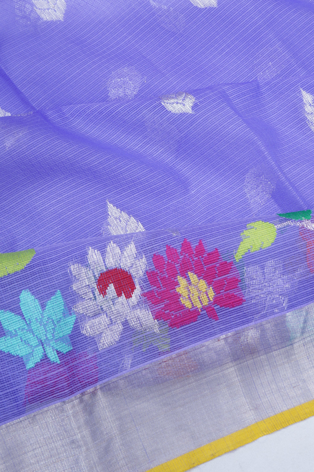 Zari Kota Cotton Butta Lavender Saree