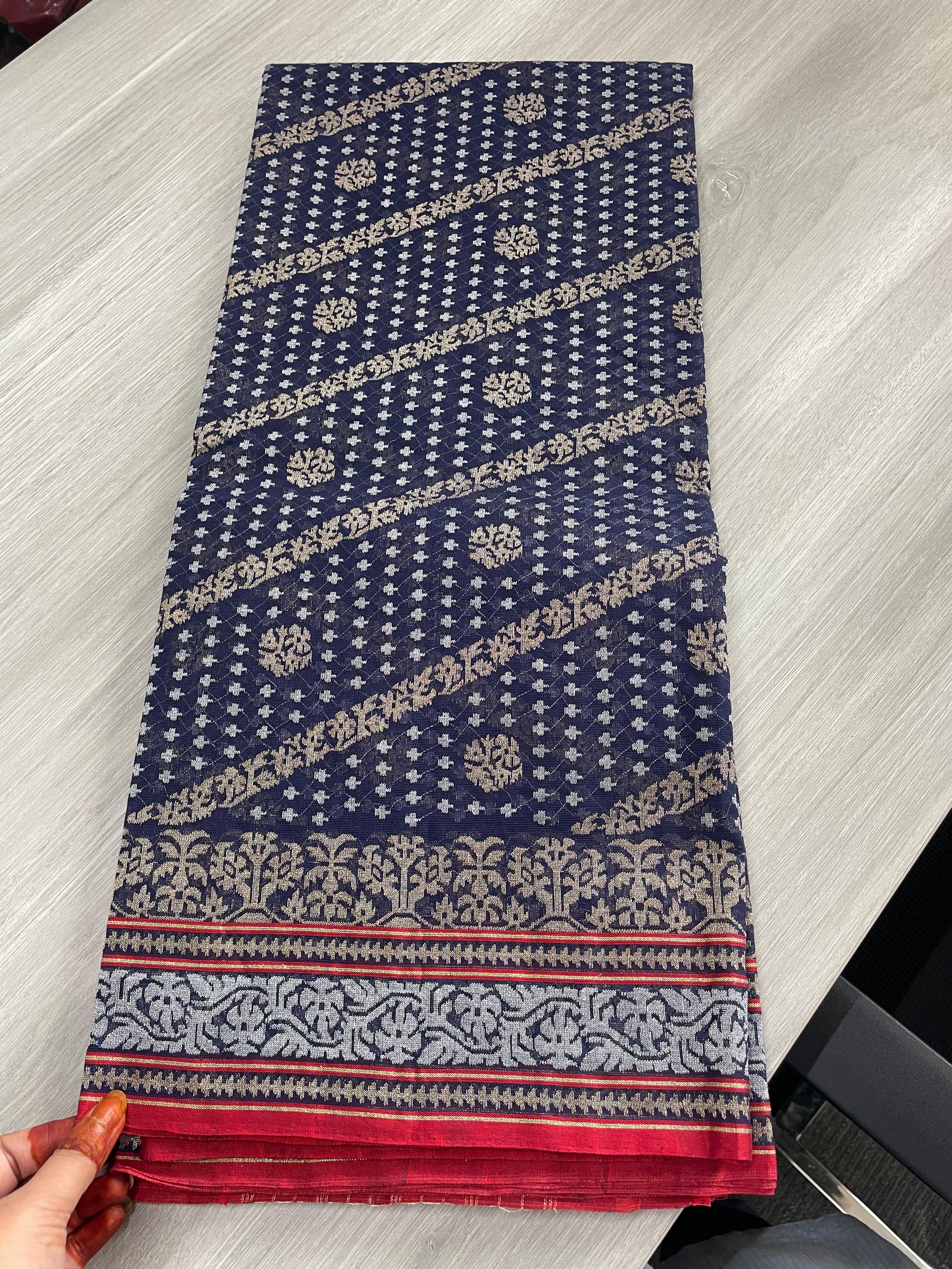 Banarasi Cotton Jamdani Dark Blue Dupatta