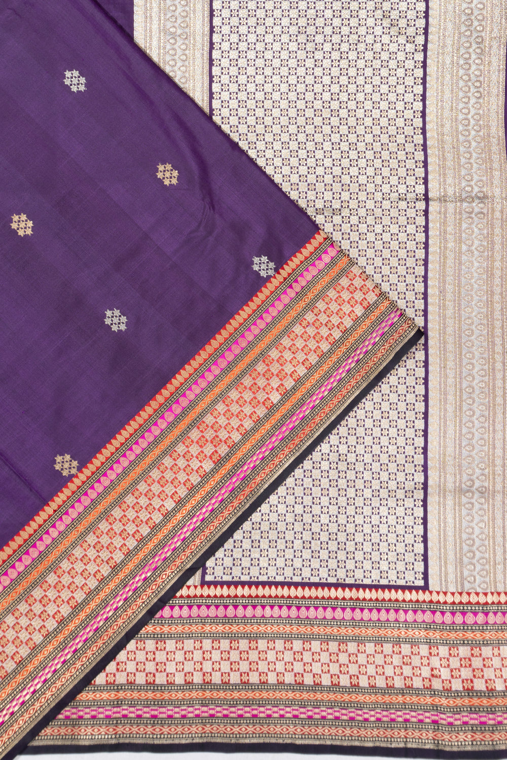 Banarasi Satin Butta Violet Saree