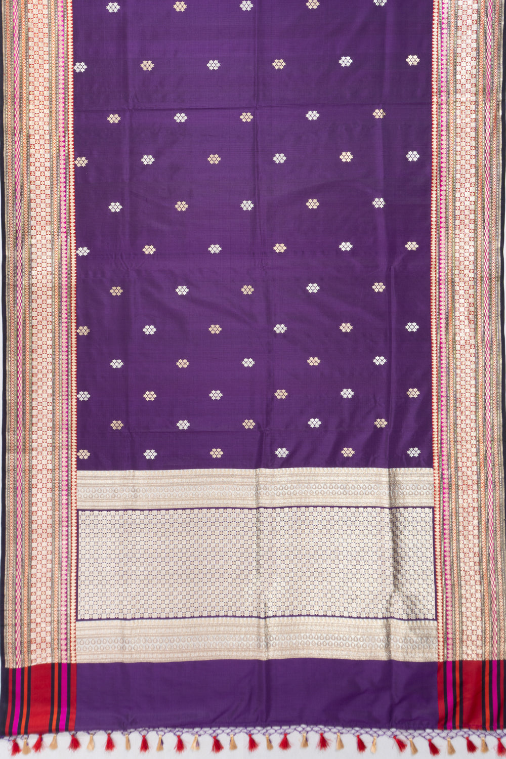 Banarasi Satin Butta Violet Saree