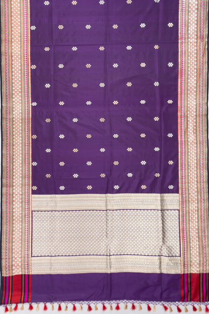 Banarasi Satin Butta Violet Saree