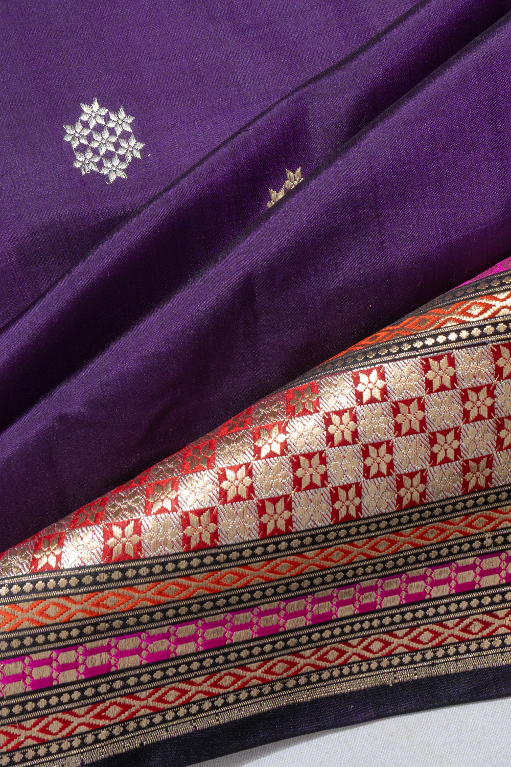 Banarasi Satin Butta Violet Saree