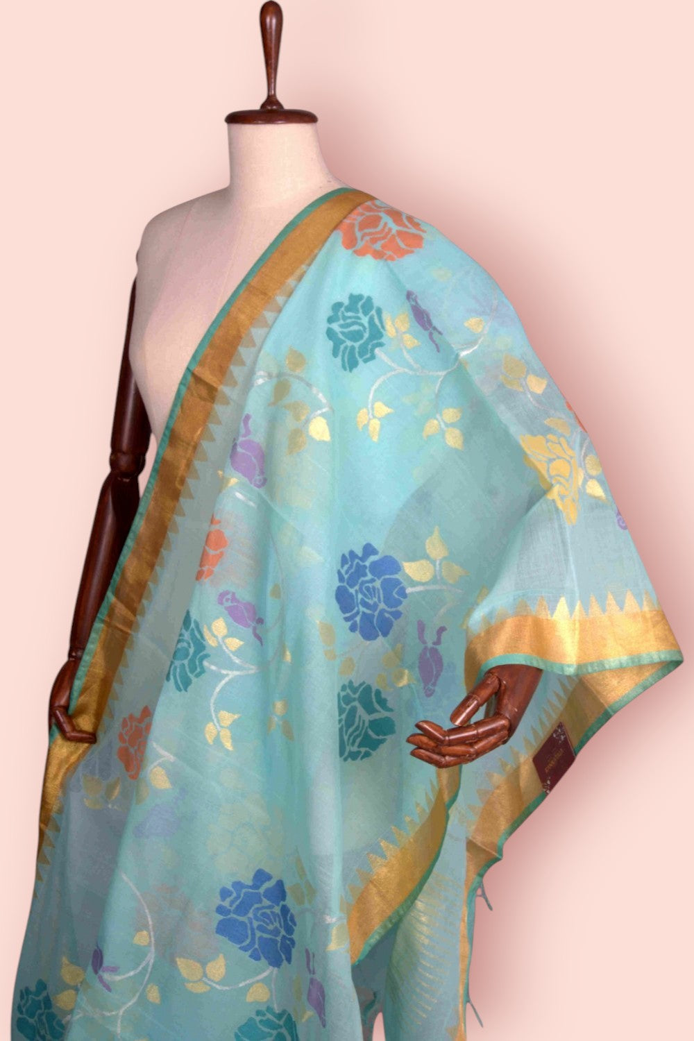 Ponduru Handspun Cotton All Over Jamdani Powder Blue Dupatta