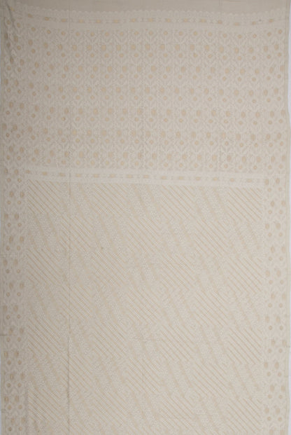 Masterpiece Dhakai Muslin Jamdani Cotton Off-White Saree