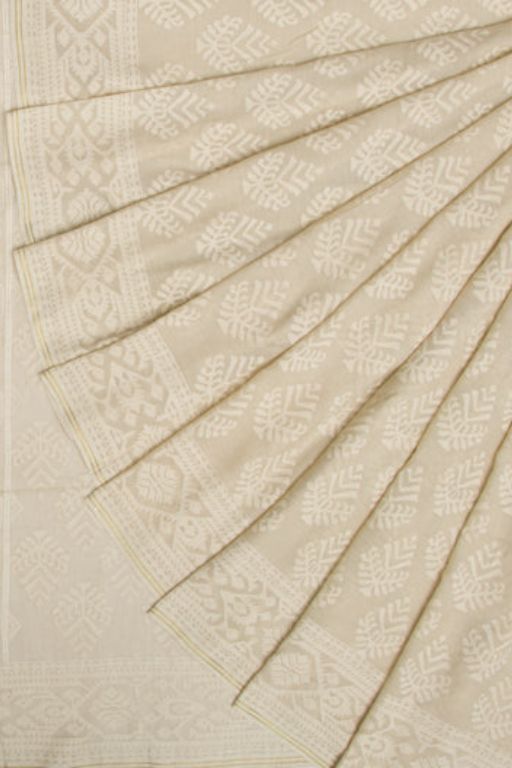 Dhakai Muslin Jamdani Butta Off White Saree