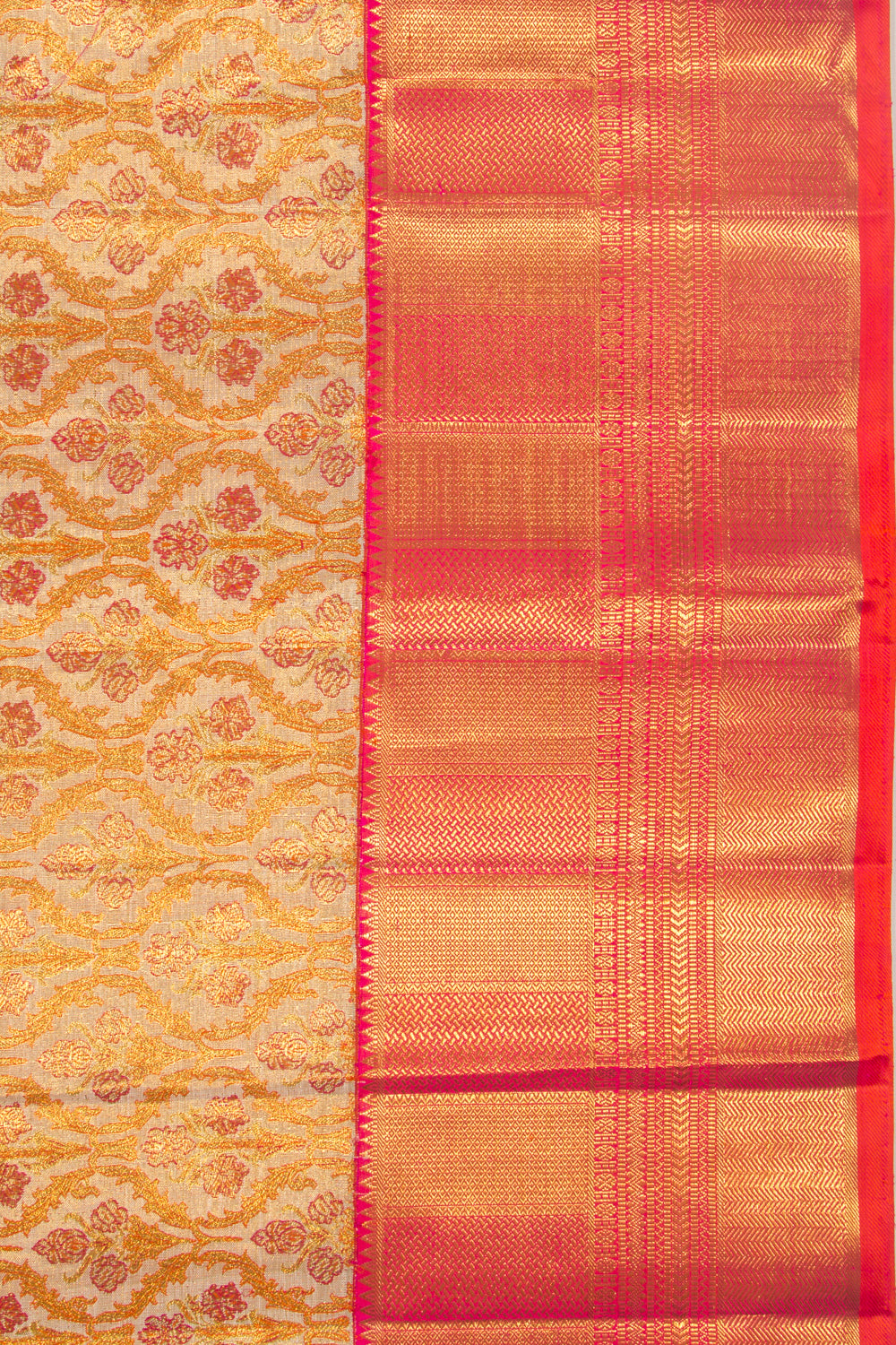 Kanchipuram Silk Tissue Brocade Gold Saree